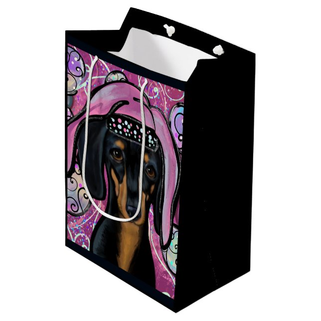 SACOLA PARA PRESENTES MÉDIA DACHSHUND         (Frente inclinada)