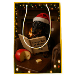 Sacola Para Presentes Média Dachshund 'Cheese Tax' Christmas gift bag