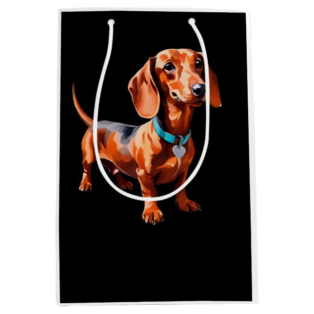 Sacola Para Presentes Média Dachshund Wienerdog - presente gráfico (Frente)