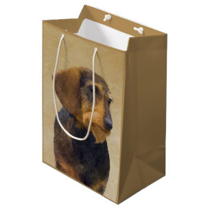 Sacola Para Presentes Média Dachshund (Wirehaired) Pintura Original para Cacho
