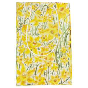 Sacola Para Presentes Média Daffodil Yellow Flower Gift Bag