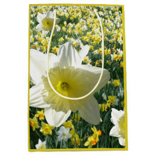 Sacola Para Presentes Média Daffodils Flores de primavera Selo de Presente