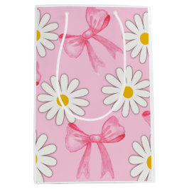 Sacola Para Presentes Média Daisy Flower and Bow gift bag