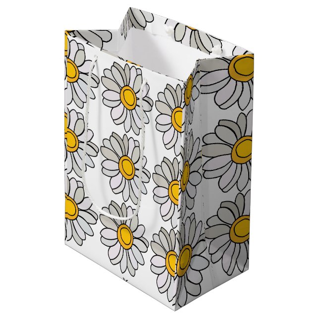 Sacola Para Presentes Média Daisy Flower Floral Daisy (Frente inclinada)