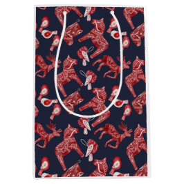 Sacola Para Presentes Média Dala Horse Escandinávia de Aquarela