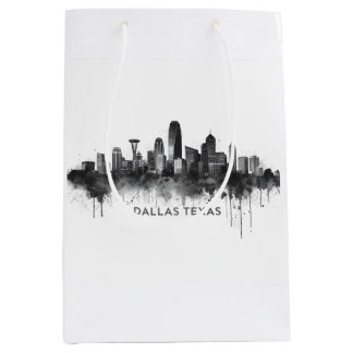 Sacola Para Presentes Média Dallas Texas Skyline Black and White Cityscape