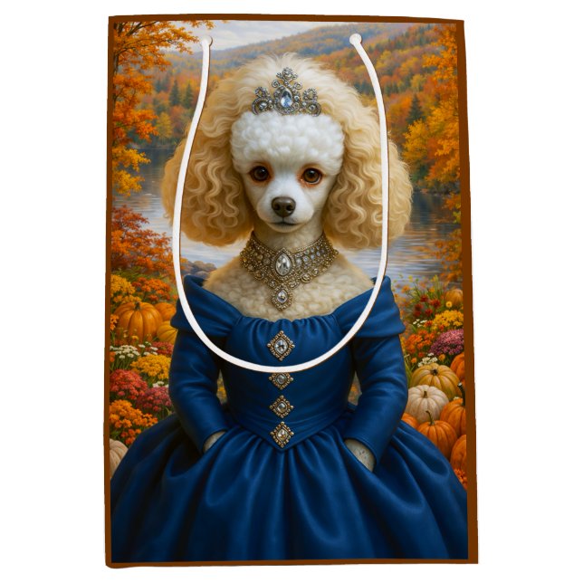 Sacola Para Presentes Média Dama Outono , Poodle  (Frente)