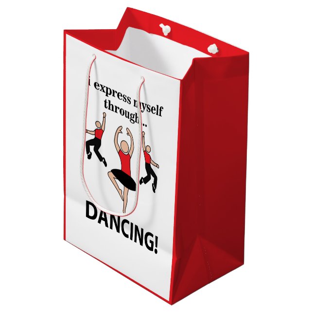 Sacola Para Presentes Média Dançando Eu Me Expresso Através Da Dança (Frente inclinada)