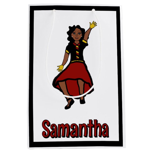 Sacola Para Presentes Média Dançarino Negra Negra Vermelha #1 (Frente)