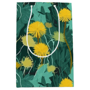 Sacola Para Presentes Média Dandeliões Amarelos de Verão