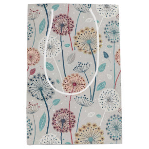 Sacola Para Presentes Média Dandelion Whimsical - Vermelho, Amarelo, Branco e