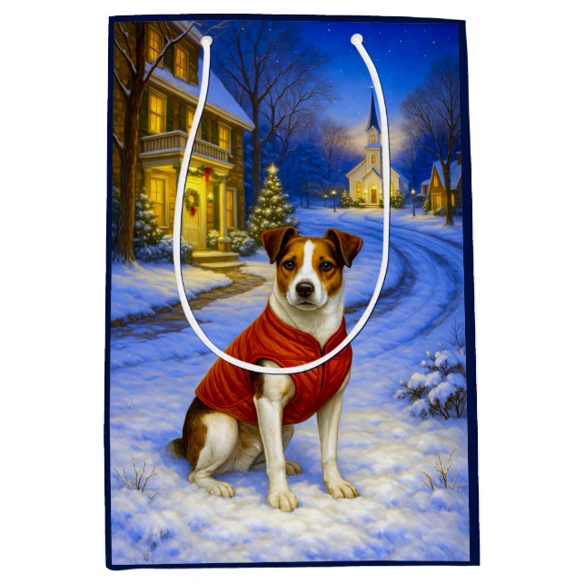 Sacola Para Presentes Média Danish-Swedish Farm Dog Holiday Card (Frente)