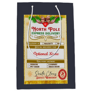 Sacola Para Presentes Média De Santa Expresso do Polo Norte Travesso ou Bonzin