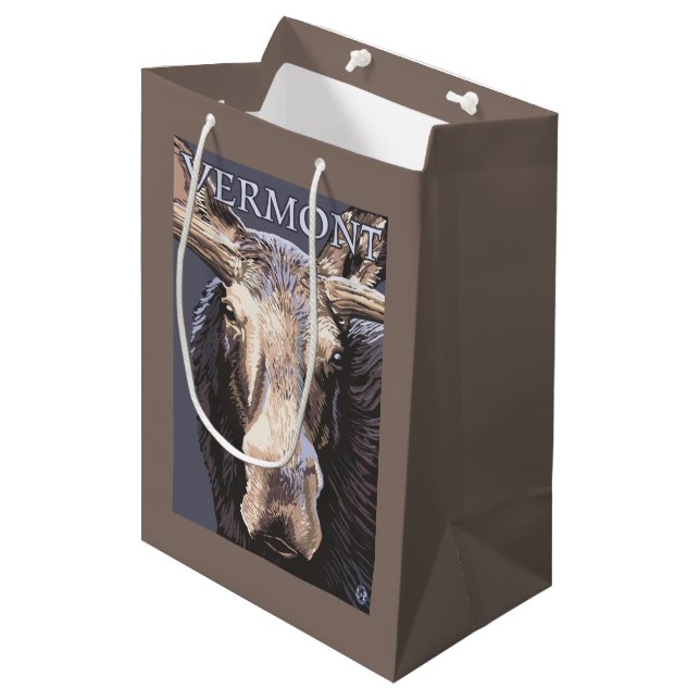 Sacola Para Presentes Média De VermontMoose fim acima (Frente inclinada)