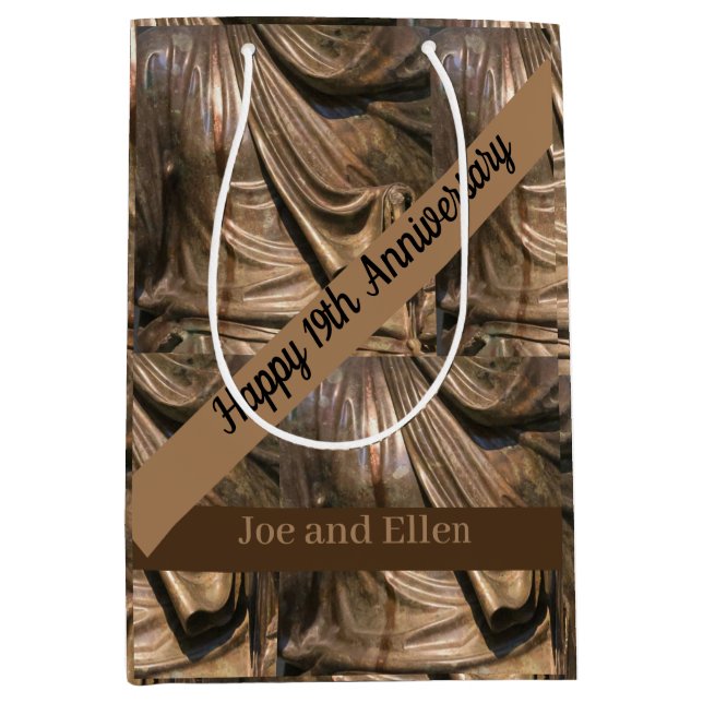 Sacola Para Presentes Média Décimo Nono Aniversário de Casamento (Frente)