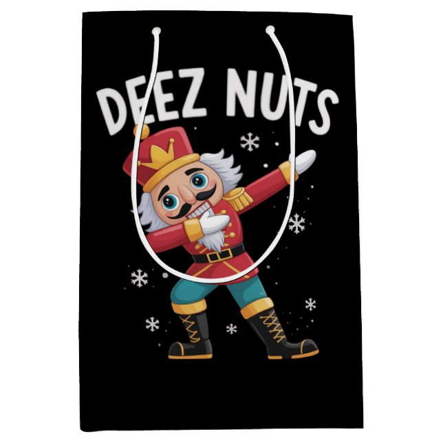 Sacola Para Presentes Média Deez Nuts Nutcracker Nut Funny Christmas  (Frente)