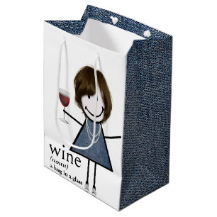 Sacola Para Presentes Média Definição De Vinho Com Uma Garota De Figura Vinhet