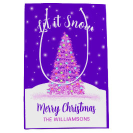 Sacola Para Presentes Média Deixem-na nevar no Natal de Púrpura