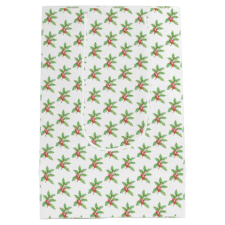 Sacola Para Presentes Média Delicadas bagas de azevinho Natal