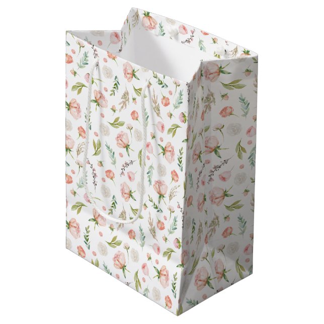 Sacola Para Presentes Média Delicado, Dee Feminina Rosa Floral (Frente inclinada)