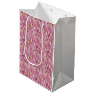 Sacola Para Presentes Média Delicar Motif de Árvore em Plano de Fundo do Blush