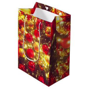 Sacola Para Presentes Média Delícia de Cluster de Bola de Natal brilhante