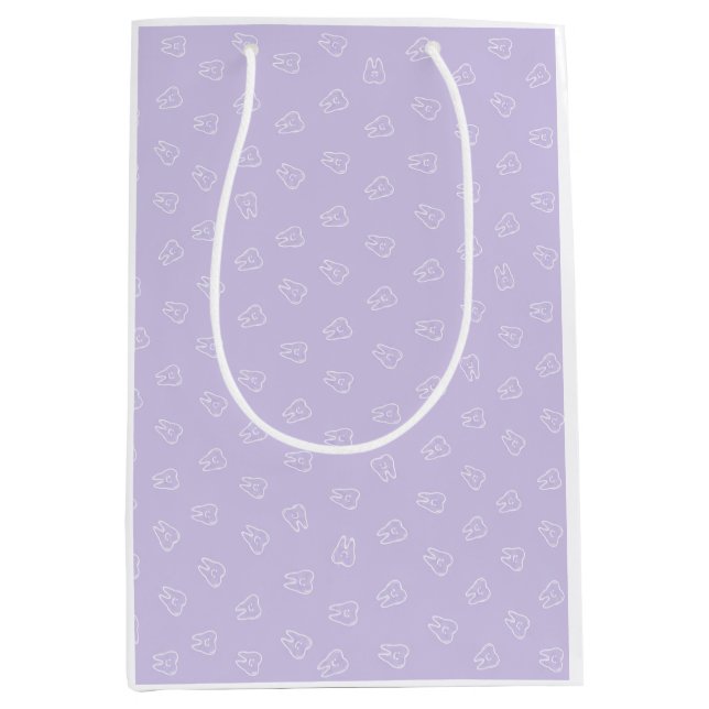 Sacola Para Presentes Média Dente Sorridente Fofo - Lavanda (Frente)