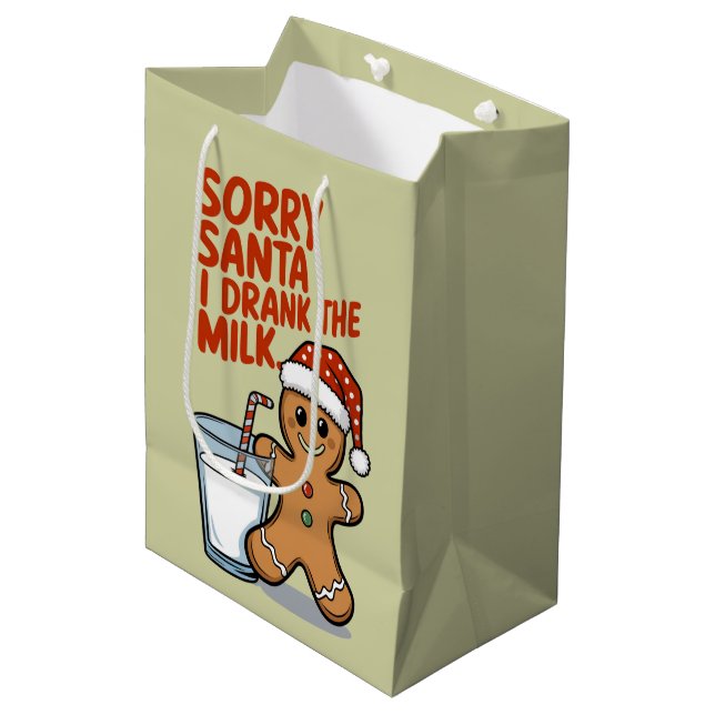 Sacola Para Presentes Média Desculpe Papais noeis Eu Bebi A Roupa De Natal Do  (Frente inclinada)