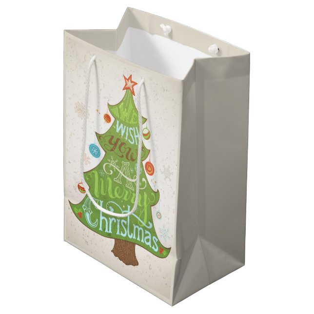 Sacola Para Presentes Média Desejamos-lhe um Feliz Natal (Frente inclinada)