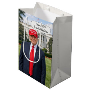 Sacola Para Presentes Média Desejo de Aniversário Grande e Bonito de Trump