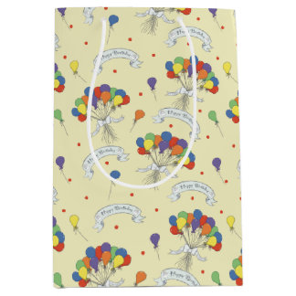 Sacola Para Presentes Média Desejos de Aniversário - Amarelo Pastel