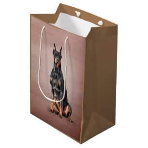 Sacola Para Presentes Média Desenhando cachorro doberman