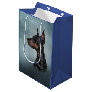 Sacola Para Presentes Média Desenhando cachorro doberman