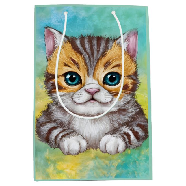 Sacola Para Presentes Média Desenhando Gato (Frente)