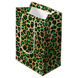 Sacola Para Presentes Média Desenho da Série Safari Esmeralda e Ouro 8