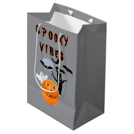 Sacola Para Presentes Média Desenho de Abóbora Fantasma de Halloween com Vibra