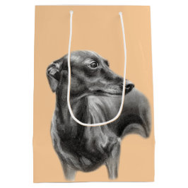Sacola Para Presentes Média Desenho de carvão vegetal de galgos