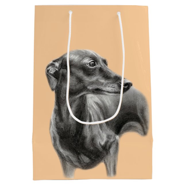 Sacola Para Presentes Média Desenho de carvão vegetal de galgos (Verso)