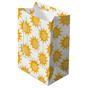 Sacola Para Presentes Média Desenho de padrão de sol radiante em branco