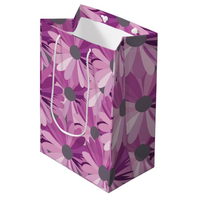 Sacola Para Presentes Média Desenho Floral de Margarida Africana (Frente inclinada)