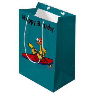 Sacola Para Presentes Média Desenhos animados kayaking da galinha de borracha