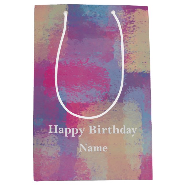 Sacola Para Presentes Média Design abstrato de patch do Pastel (Frente)