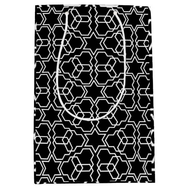 Sacola Para Presentes Média Design Árabe - Padrão Geométrico Islâmico (Frente)