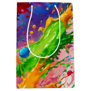 Sacola Para Presentes Média Design de abertura de pintura úmida colorida
