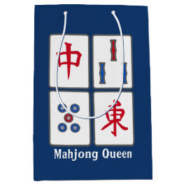 Sacola Para Presentes Média Design de Azulejos de jogos Mahjong
