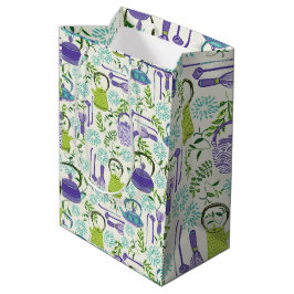 Sacola Para Presentes Média Design de bule de chá verde japonês
