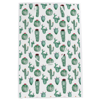 Sacola Para Presentes Média Design de Cactus Gift Bag, Design de Aquarela