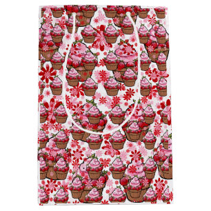 Sacola Para Presentes Média Design de Cupcake Kawaii – Ilustração de Sobremesa