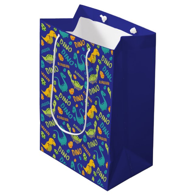 Sacola Para Presentes Média Design de Dinossauro  (Frente inclinada)