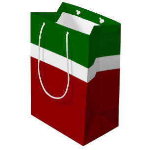 Sacola Para Presentes Média Design de Estilo de Bloco de Cor Verde Vermelho